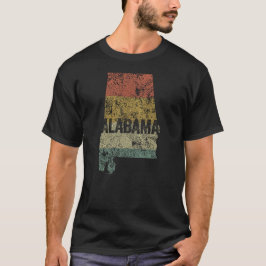 Alabama Distress Classic Retro Sunset Färg T Shirt