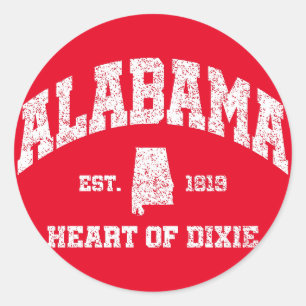 Alabama,Dixiens hjärta Runt Klistermärke