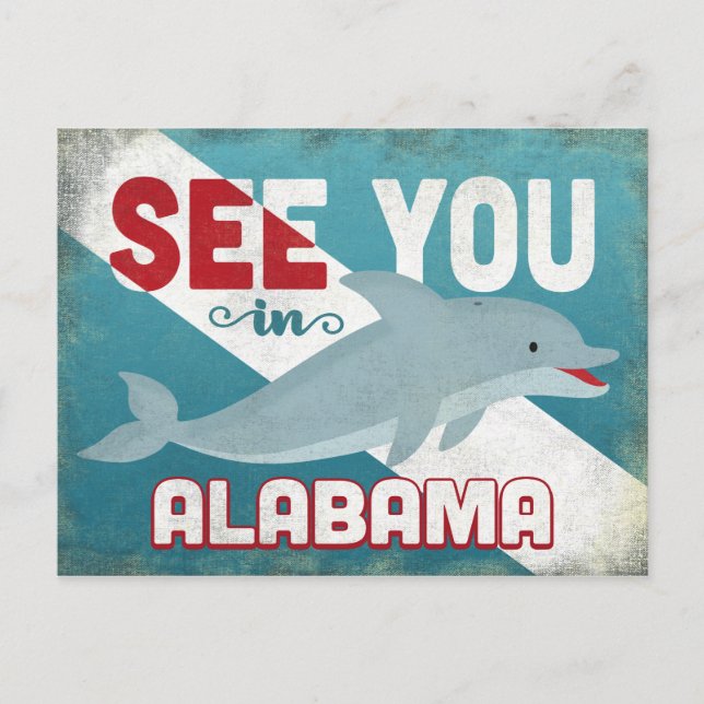 Alabama Dolphin - Retro Vintage resor Vykort (Framsida)