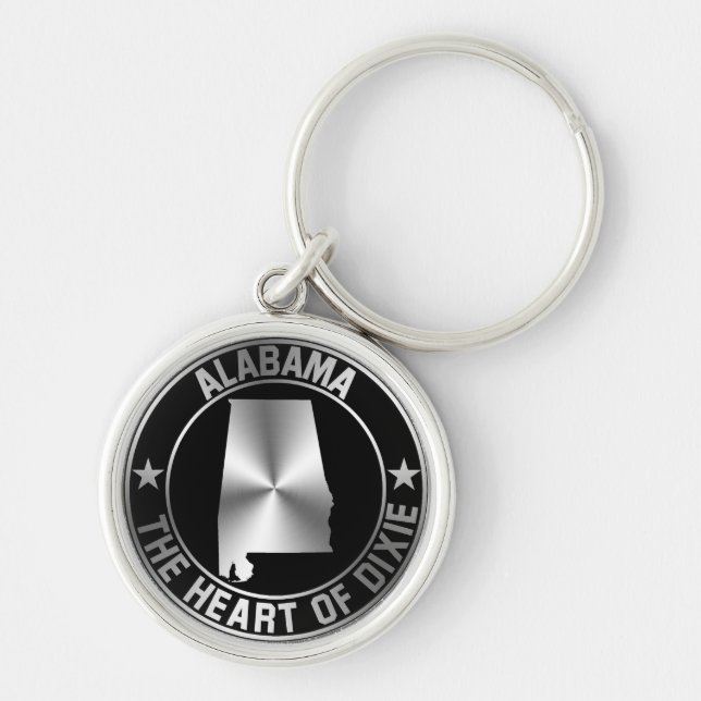 Alabama Emblem Rund Silverfärgad Nyckelring (Framsidan)