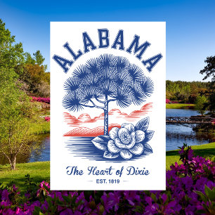 Alabama Est 1819 Minimal Natur Hjärtat av Dixie Vykort