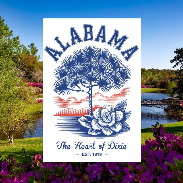 Alabama Est 1819 Minimal Natur Hjärtat av Dixie Vykort (Alabama Est 1819 Minimal Nature The Heart of Dixie Postcard)