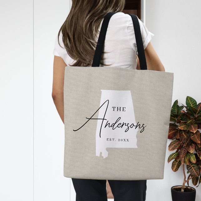 Alabama Family Monogram State Tote Bag Tygkasse (Skapare uppladdad)