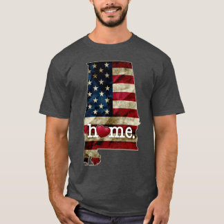 Alabama Fan Gåva Stat Flagga Amerika US Jag älskar T Shirt