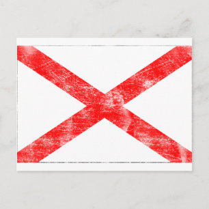 Alabama Flagga (Distress) Vykort
