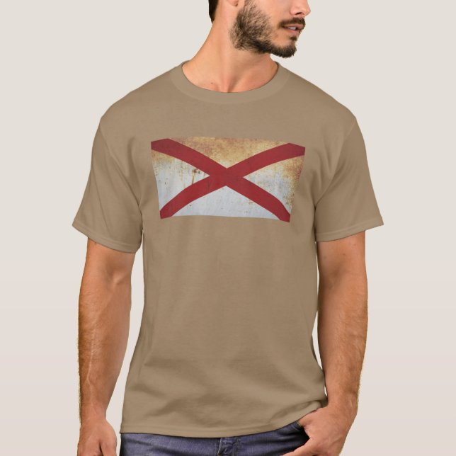 Alabama Flagga Grunge T Shirt (Framsida)