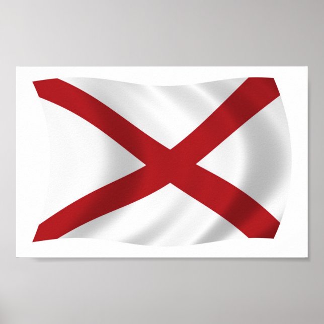 Alabama Flagga Poster Skriv ut (Framsidan)
