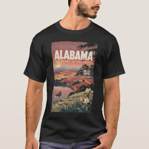 Alabama flodbåt illustration resekonst vintage t shirt