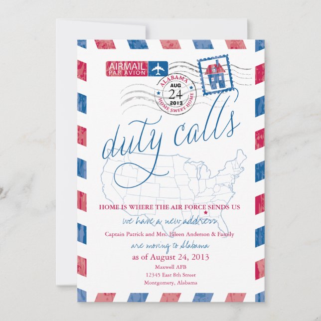 Alabama Flygpost Militära Flyttningskungörelse Meddelande (Framsida)