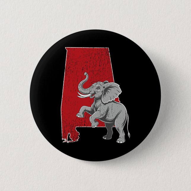 Alabama Football Älskare - Elephant Game Day Knapp (Framsida)