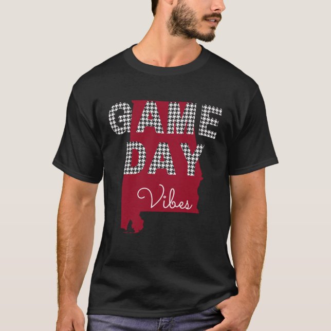 Alabama Football Crimson Game Day Vibes Fall Tailg T Shirt (Framsida)