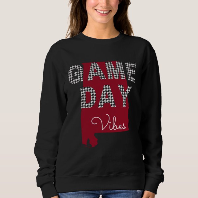 Alabama Football Crimson Game Day Vibes Fall Tailg T Shirt (Framsida)