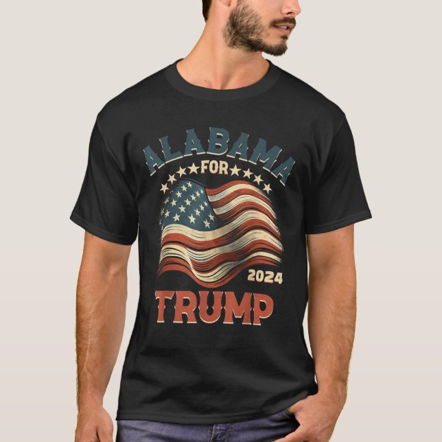 Alabama för Trump 2024 USA flagga T Shirt (Framsida)