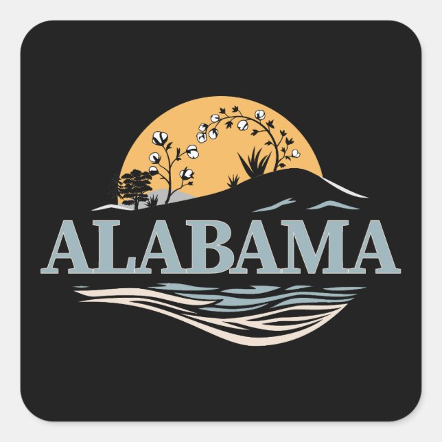 Alabama Förenta staterna Fyrkantigt Klistermärke (Framsida)