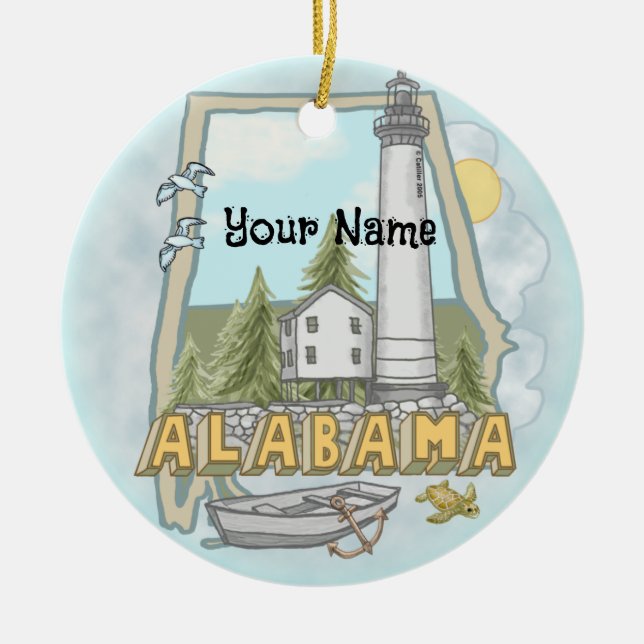 Alabama fyr prydnad julgransprydnad keramik (Framsidan)