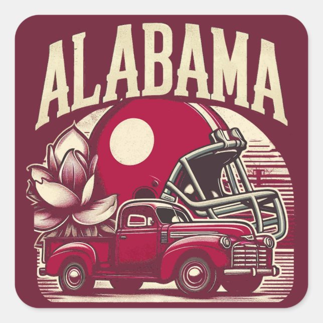 Alabama Fyrkantigt Klistermärke (Framsida)
