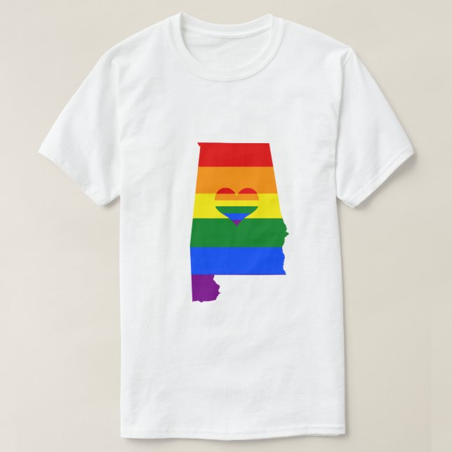 Alabama Gay pride Rainbow Flagga Heart GLBTQ Desig T Shirt (Design framsida)