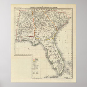 Alabama, Georgia, South Carolina och Florida Poster