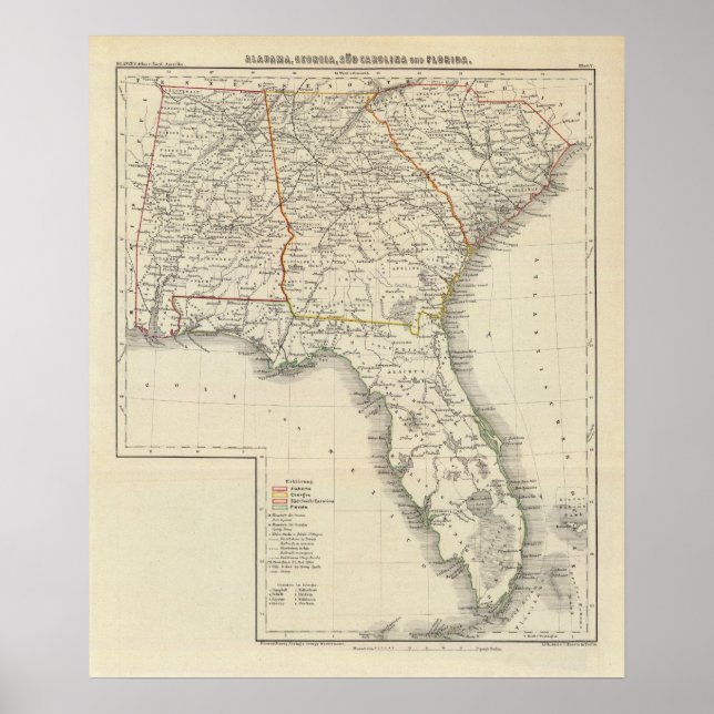 Alabama, Georgia, South Carolina och Florida Poster (Framsidan)