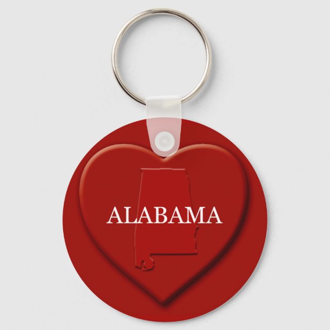 Alabama Heart Karta Keychain Nyckelring (Framsida)