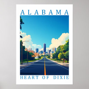 Alabama Heart of Dixie Retro Resemålning Poster Ko
