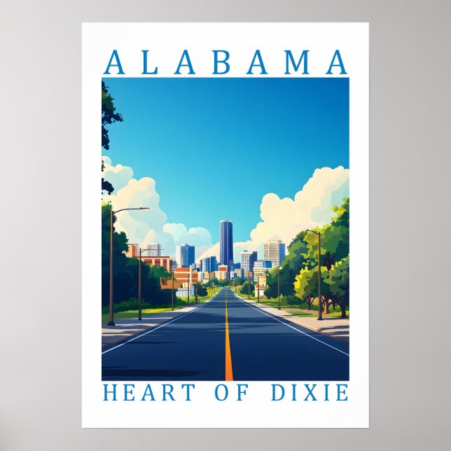 Alabama Heart of Dixie Retro Resemålning Poster Ko (Framsidan)