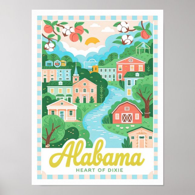 Alabama Heart of Dixie USA Summer Travel Poster (Framsidan)