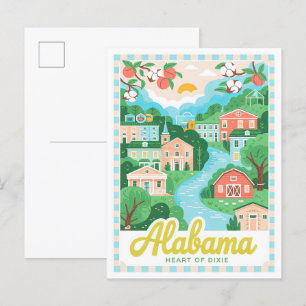 Alabama Heart of Dixie USA Summer Travel Vykort
