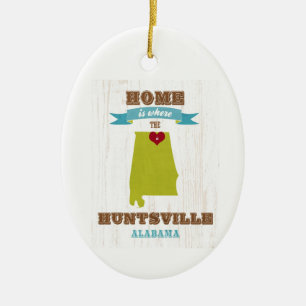 Alabama hem- Huntsville karta - är var Julgransprydnad Keramik