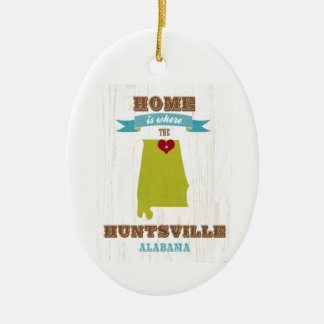 Alabama hem- Huntsville karta - är var Julgransprydnad Keramik
