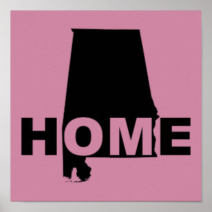 Alabama Hemma Borta Från Stat Poster Skylt