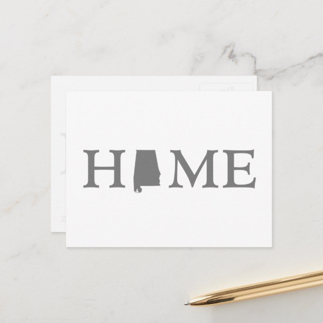 Alabama Hemstat Shaped Brev Grått Alabaman Vykort (Fram/Back In Situ)