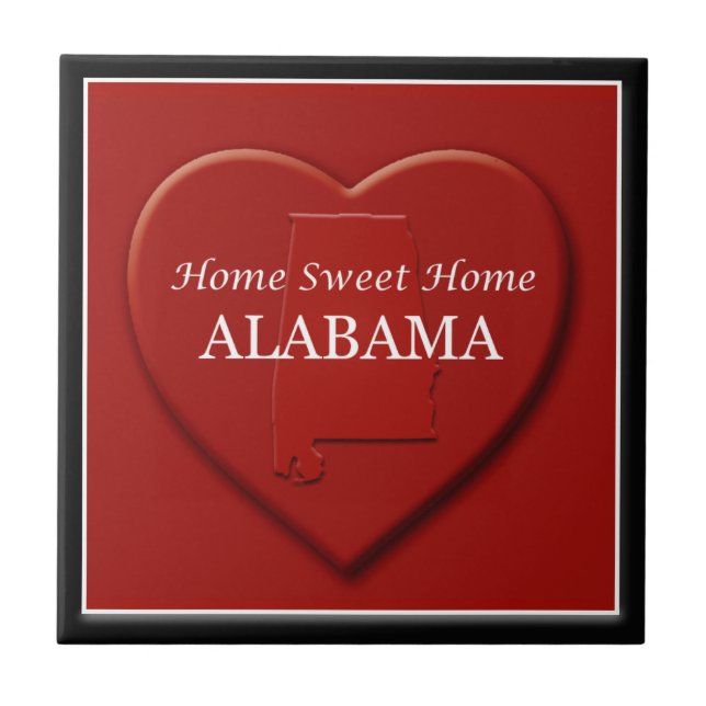 Alabama Home Sweet Home Heart Karta Tile Kakelplatta (Framsidan)