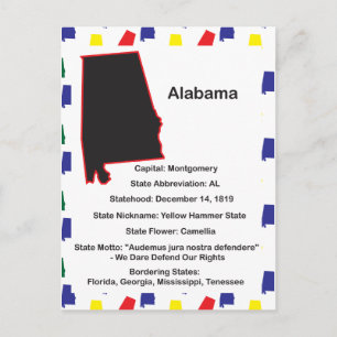 Alabama Information Education Postcard Vykort