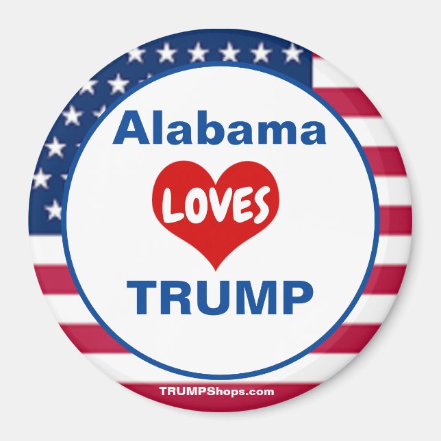 Alabama KÄRLEK TRUMP Patriotic Magnet (Framsidan)