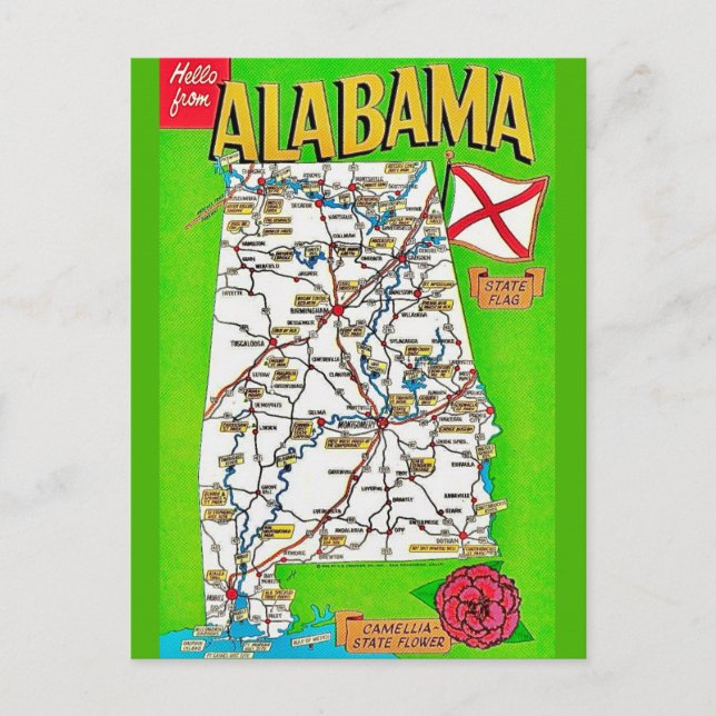 Alabama kart vykort (Framsida)