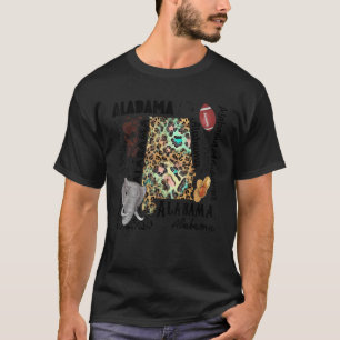 Alabama Karta, Leopard Flagga Karta Souvenirs För T Shirt