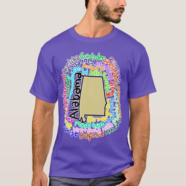 Alabama karta med namn t shirt (Framsida)