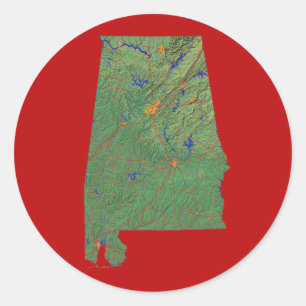 Alabama Karta Sticker Runt Klistermärke