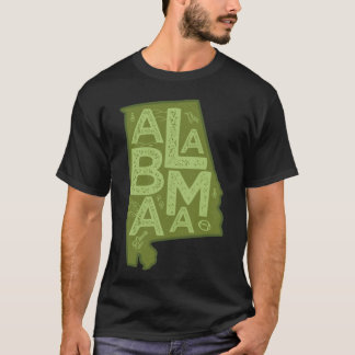 Alabama Karta Typography Grönt T Shirt