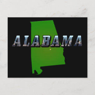 Alabama, kontur och Bild Vykort