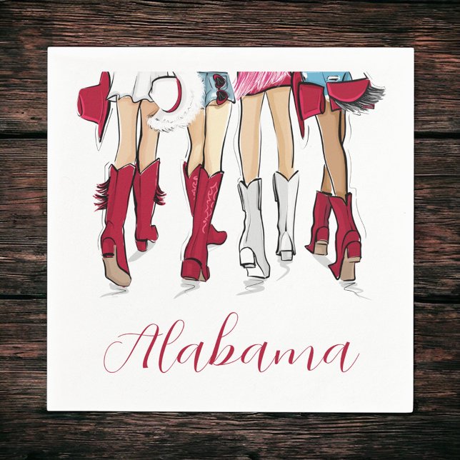Alabama Ladies Fashion Cowboy Boots Hats Crimson Pappersservett (Skapare uppladdad)