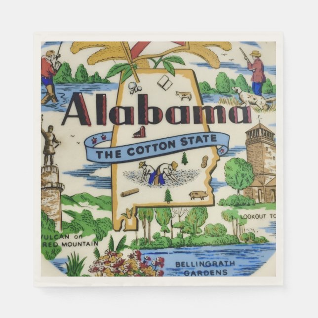 Alabama Landmärken Party  Pappersservett (Framsidan)