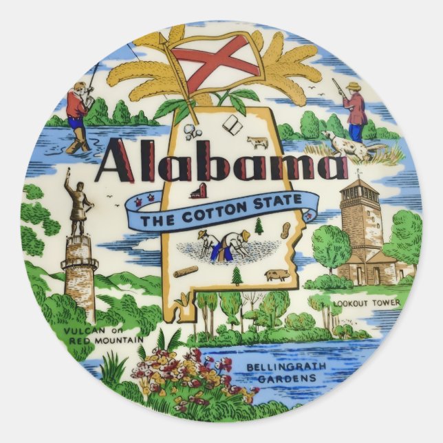 Alabama Landmärken  Runt Klistermärke (Framsida)