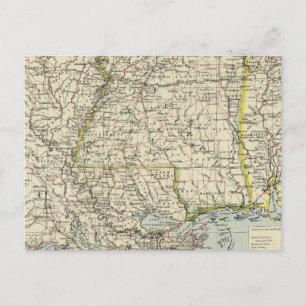 Alabama, Mississippi, Louisiana, Arkansas Vykort