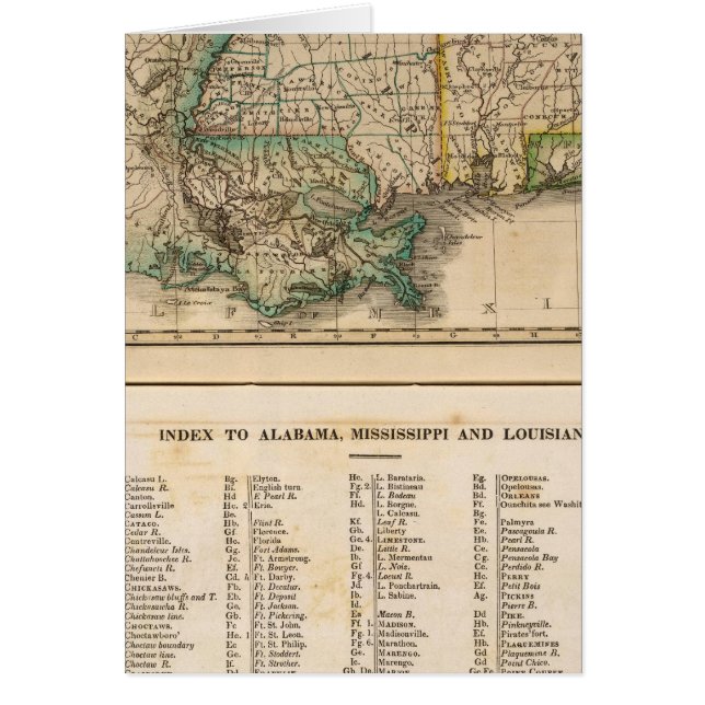 Alabama, Mississippi, Louisiana Hälsningskort (Framsidan)