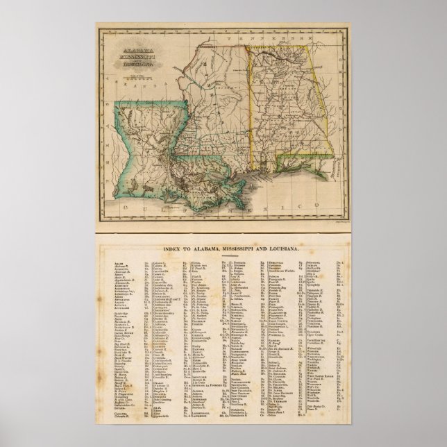 Alabama, Mississippi, Louisiana Poster (Framsidan)