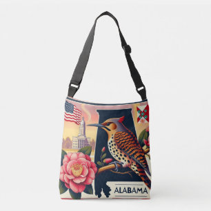Alabama Northern Flicker Bird & Camellia Flower Axelväska