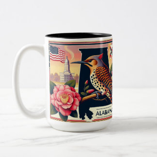 Alabama Northern Flicker Bird & Camellia Flower Två-Tonad Mugg