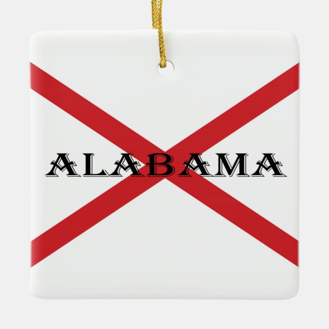 Alabama och Flagga Square Ornament cn (Framsida)